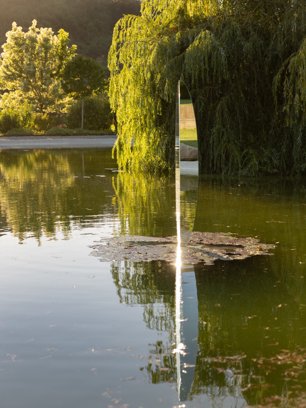 Installation — blade in pond, Villa Marie