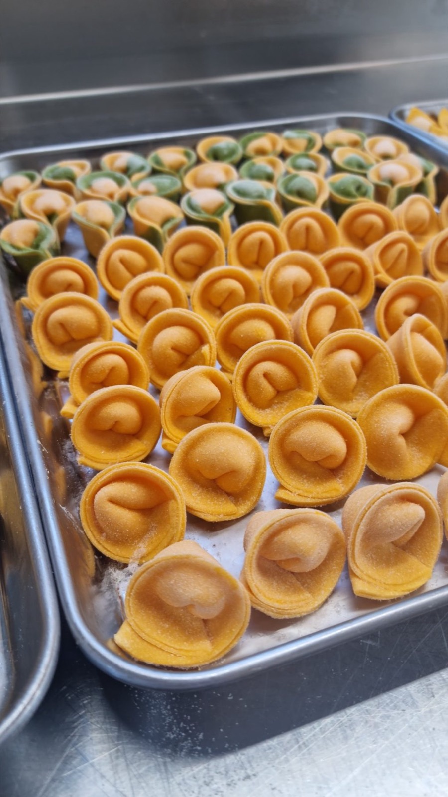 Fresh pasta being made by hand