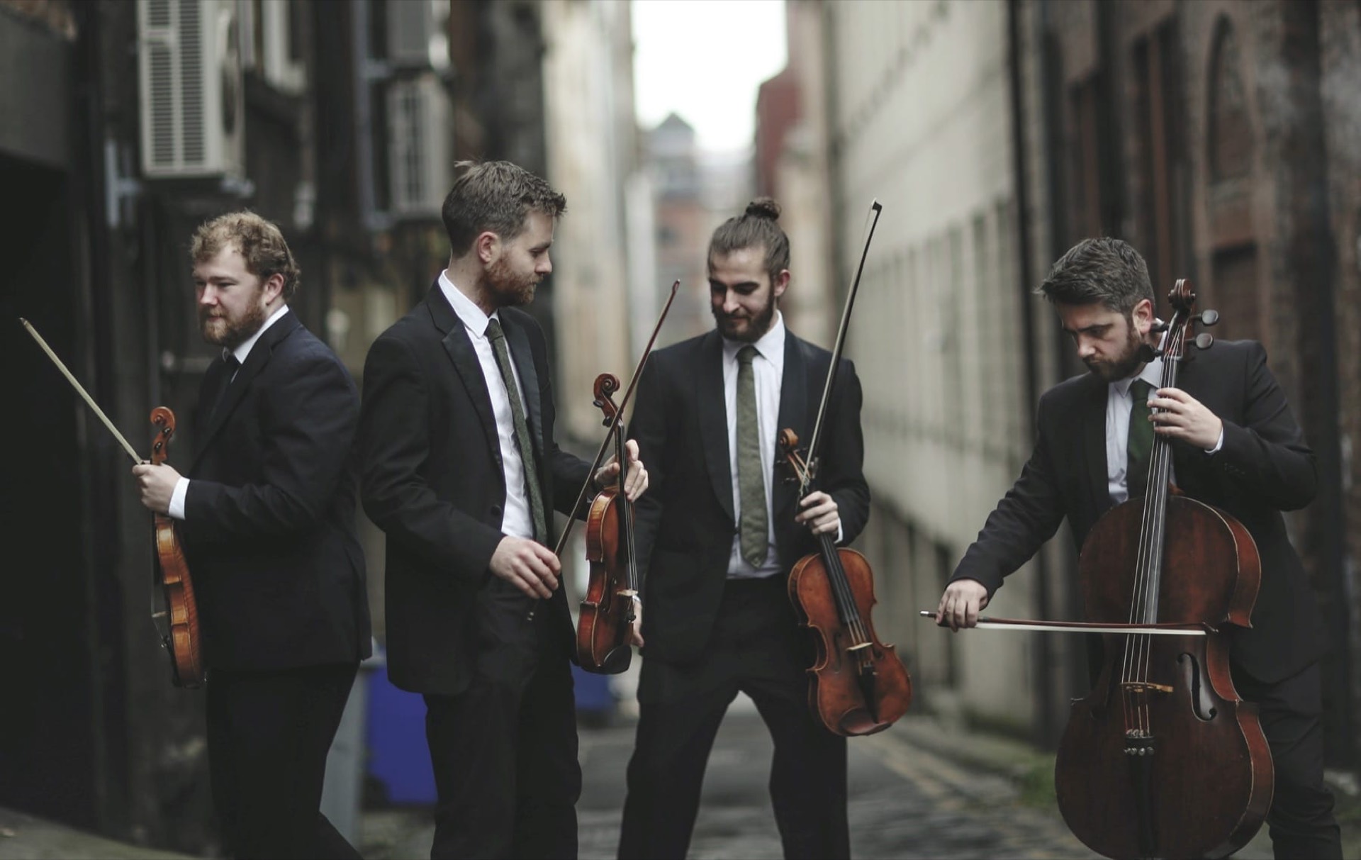A string quartet performing