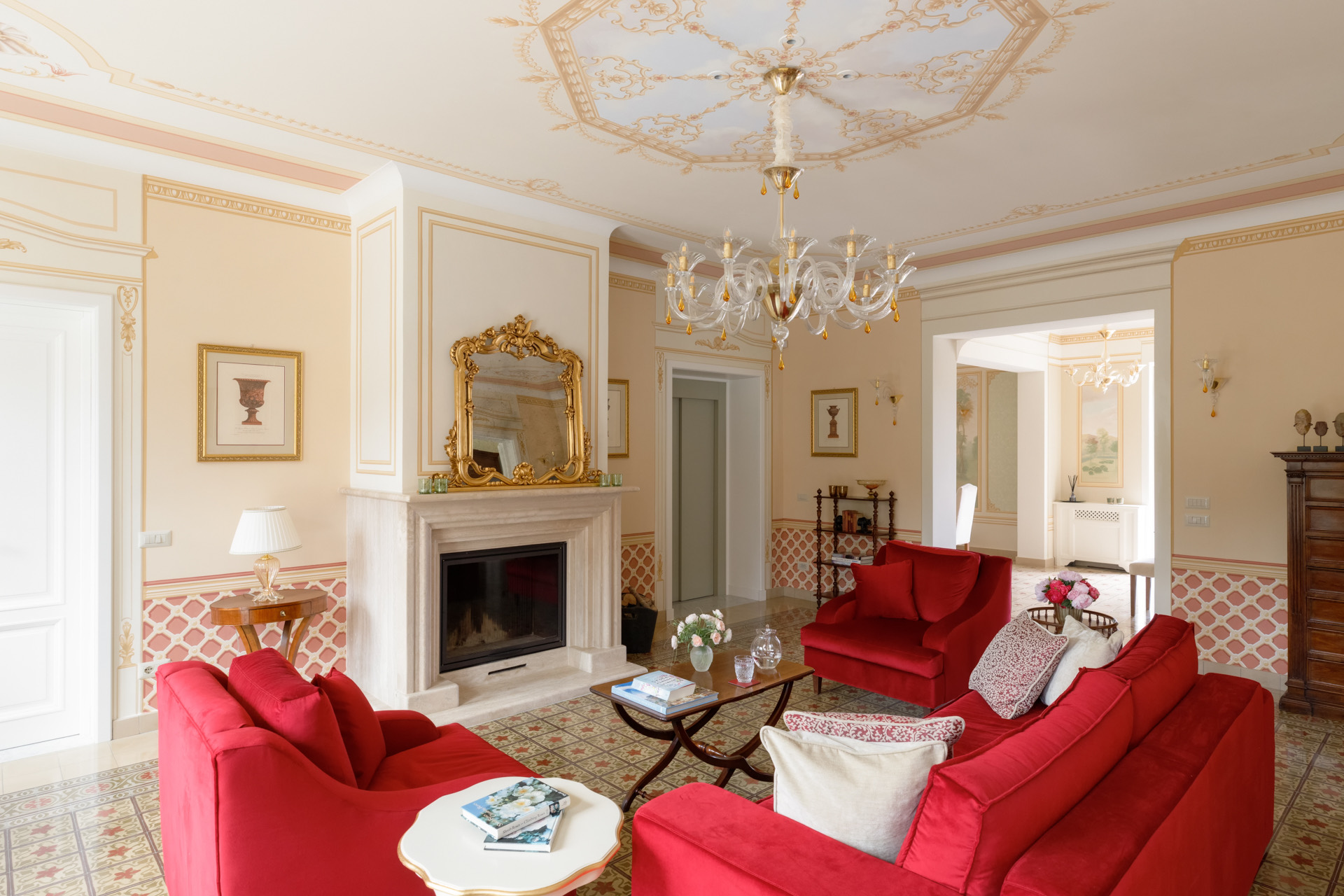 The grand living room of the Villa